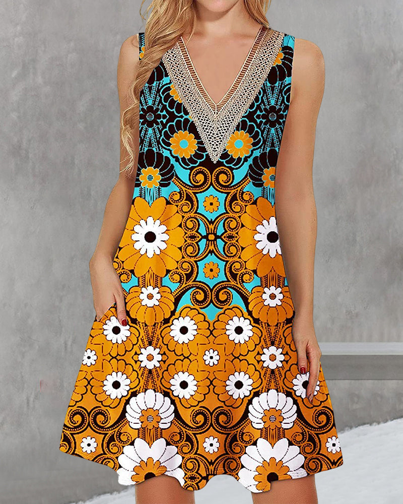 Sleeveless V-neck Casual Dress