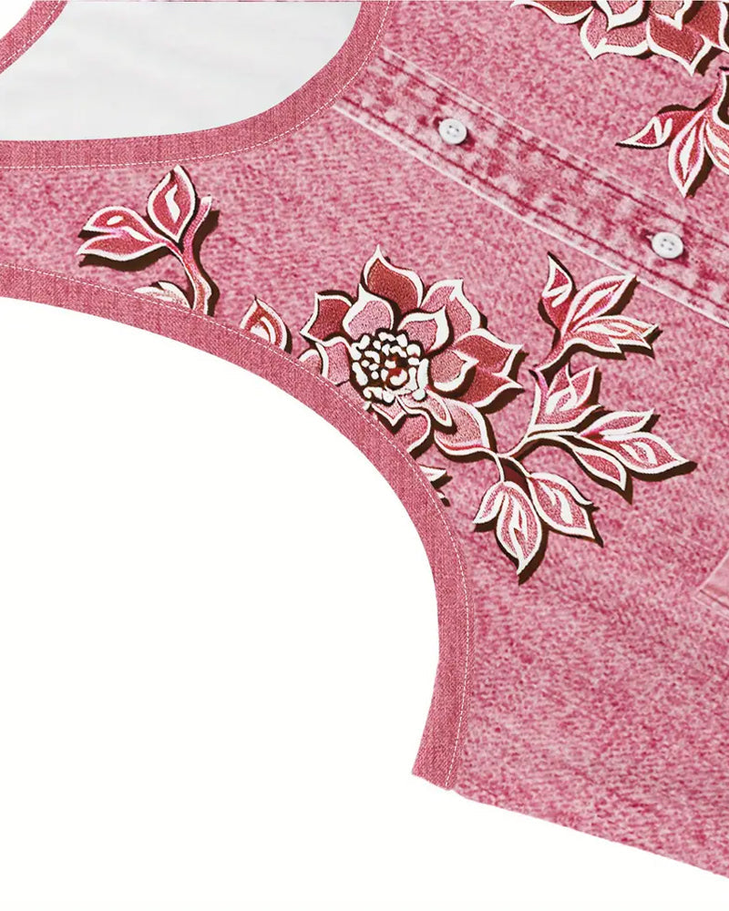 sleeveless Imitation Denim Dress