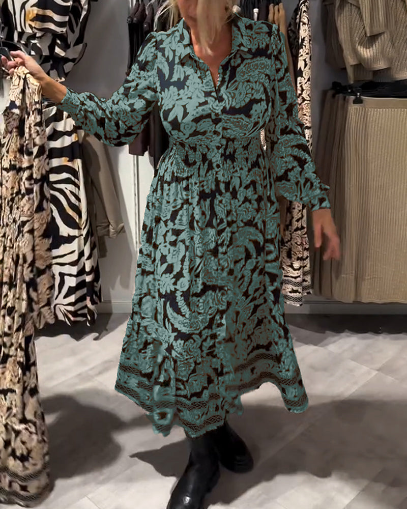 Lapel Print Fashion Dress