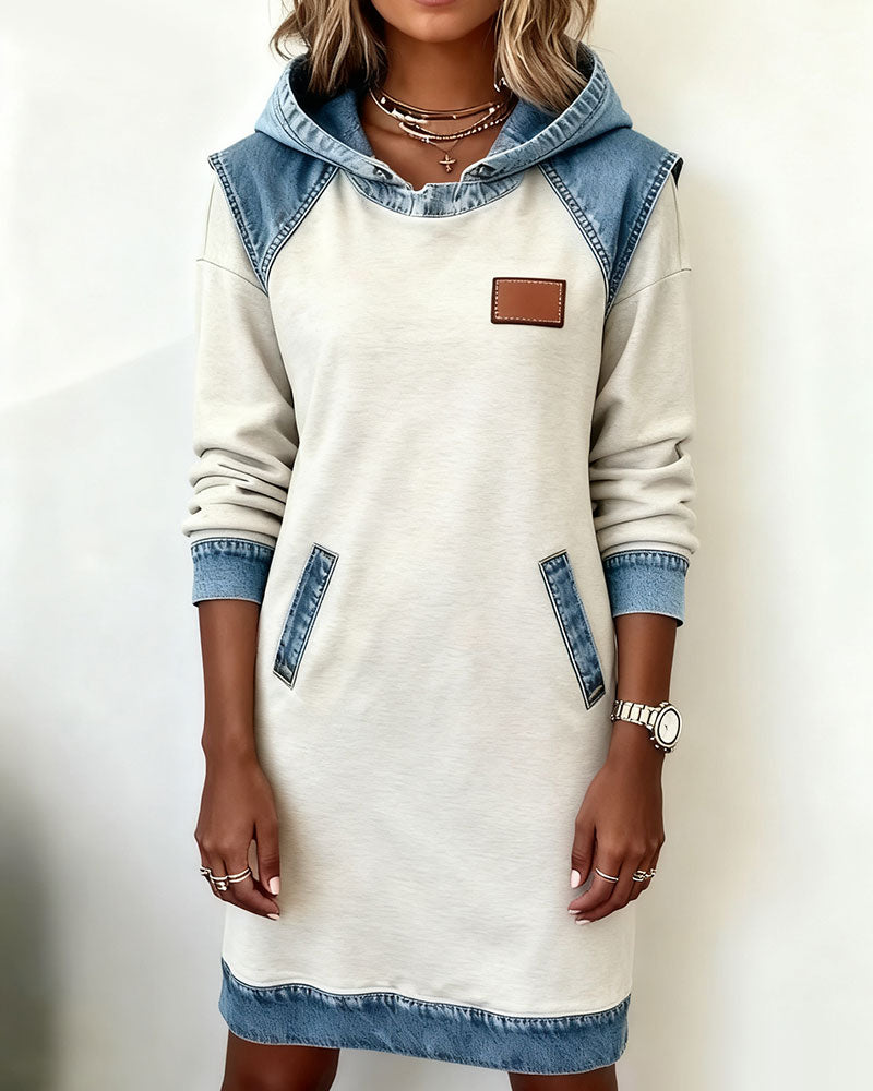 Hooded Paneled Contrast Dress