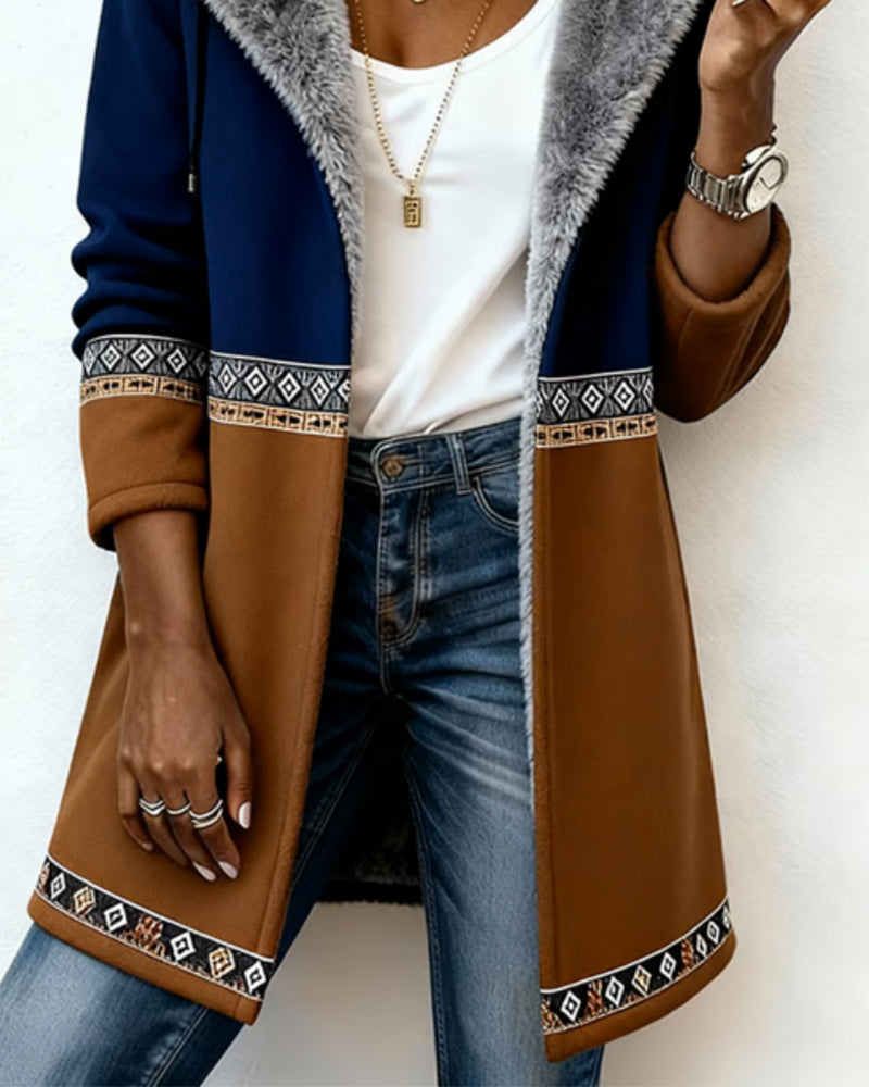 Fashionable Long-Sleeved Hooded Coat