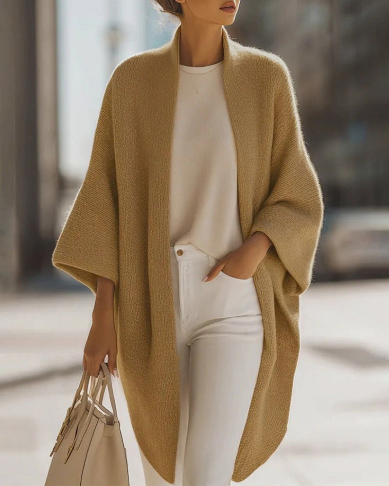Stylish Solid Color Lantern Sleeve Cardigan