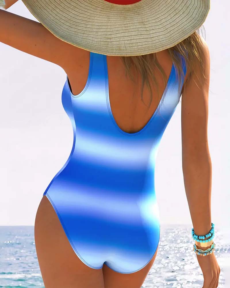 Fashionable Gradient Twist One-Piece Swimsuit