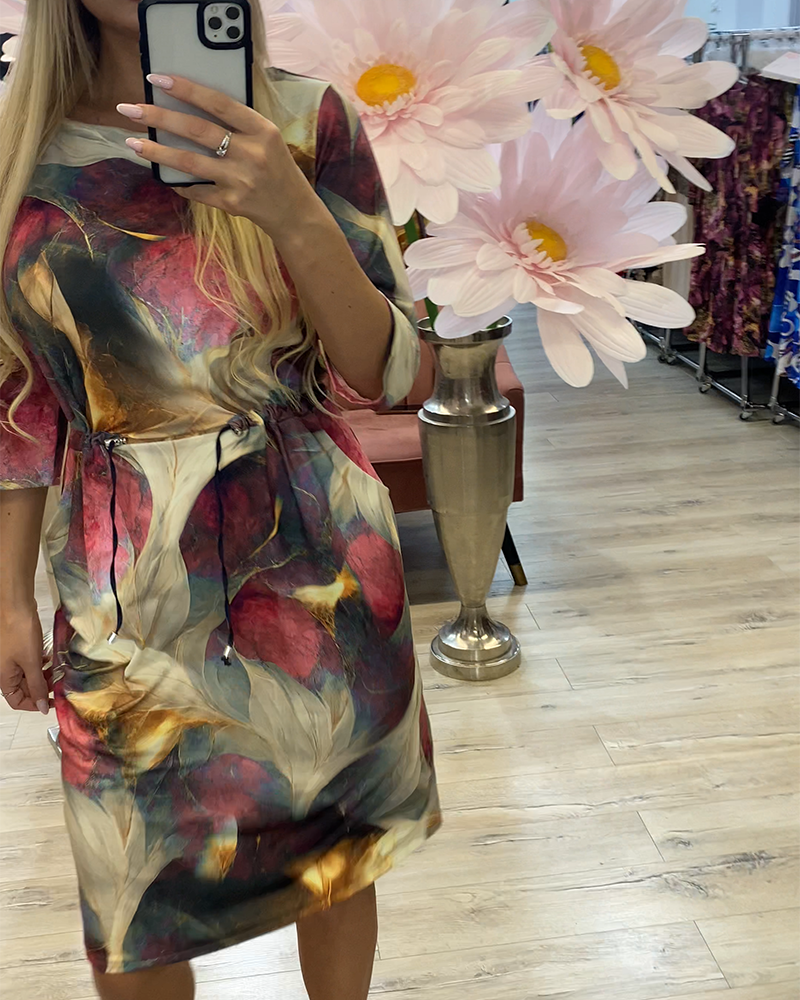 Retro Color Block Patchwork Gradient Dress