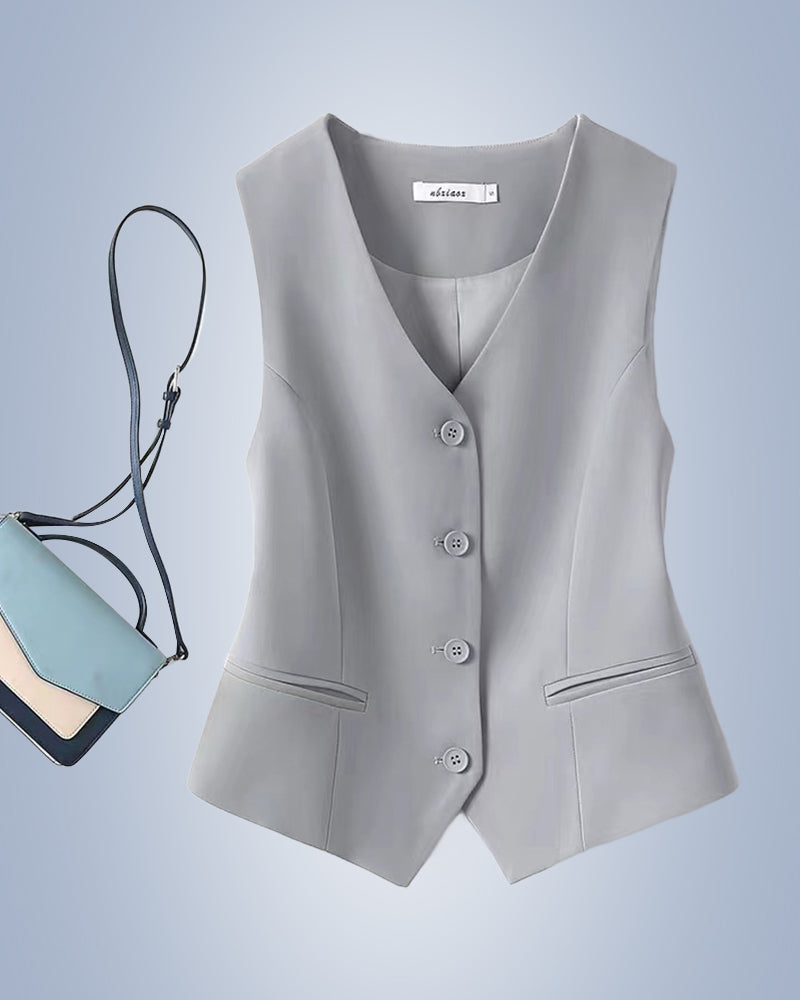 Solid color women's suit vest jacket