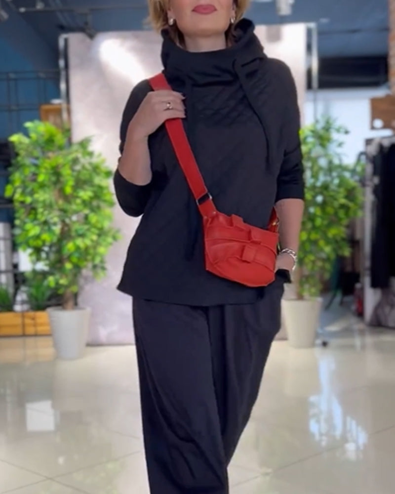 High Neck plaid Hoodies with Long Sleeve