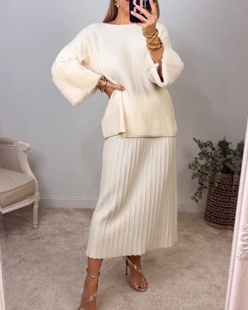 Elegant Solid color pullover with long sleeve