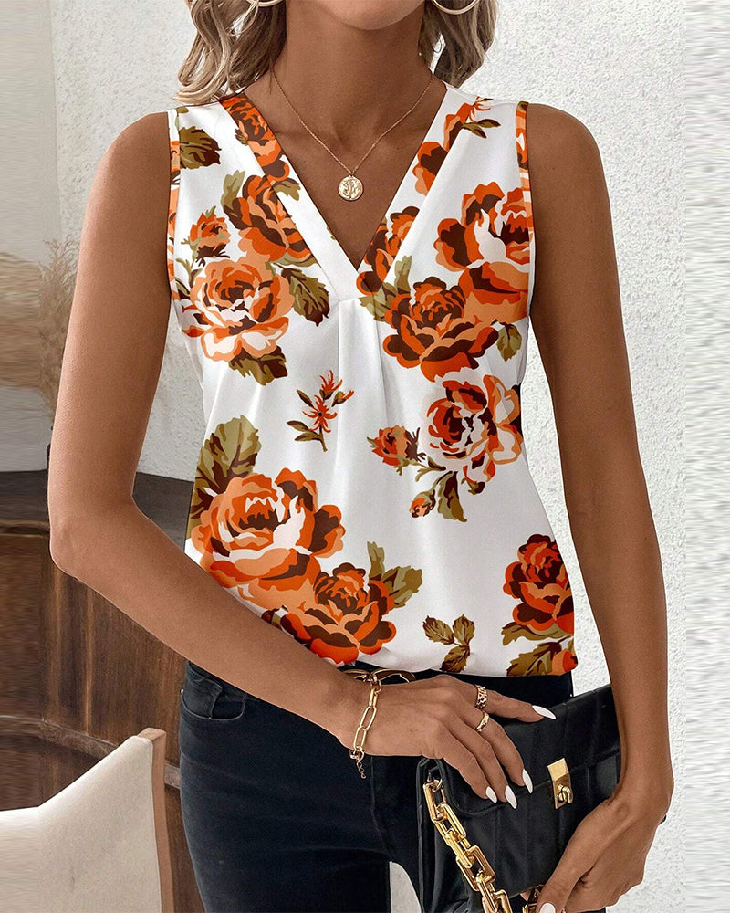 Casual sleeveless floral top