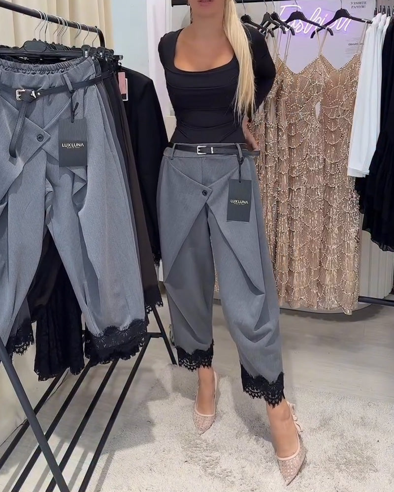 Fashionable Lace Stitching Harem Pants