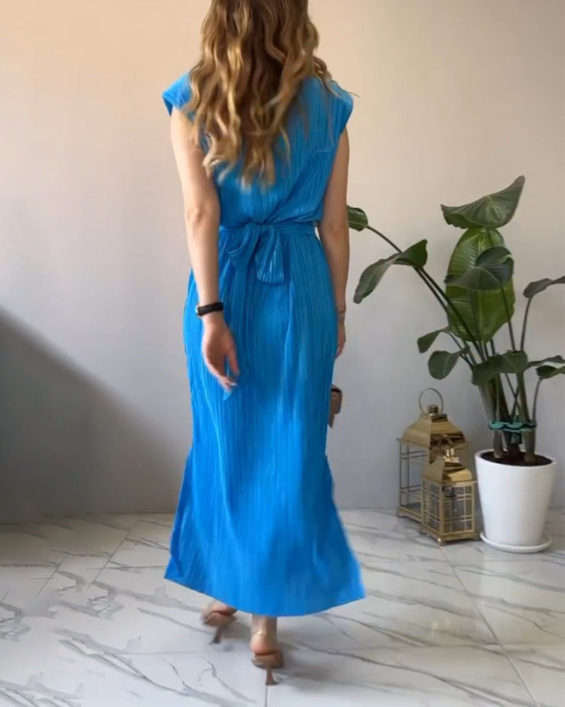 Sleeveless Textured Long Dress