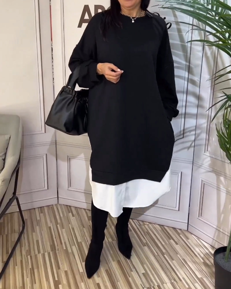 Round Neck Patchwork Dress