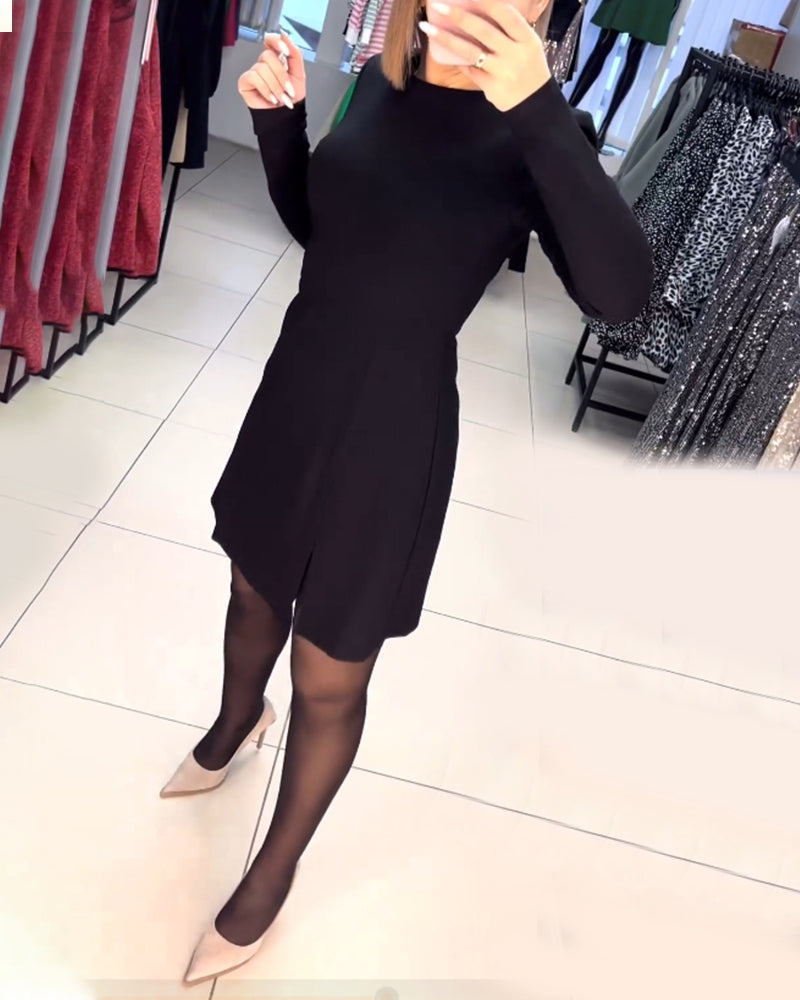 Slit long-sleeve dress