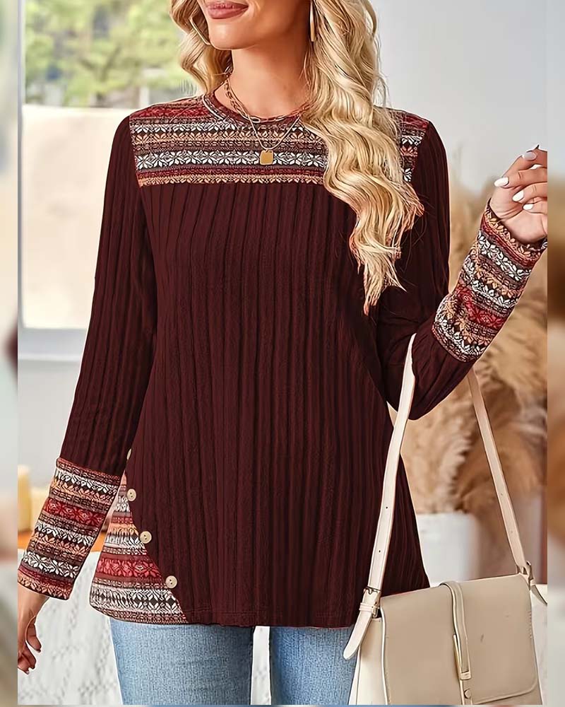Fair Isle Ribbed Top
