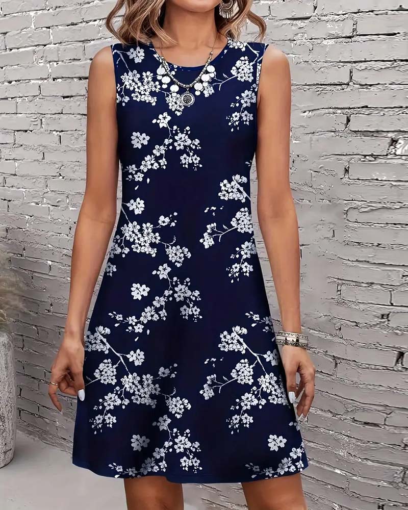 Sleeveless Slim Print Dress