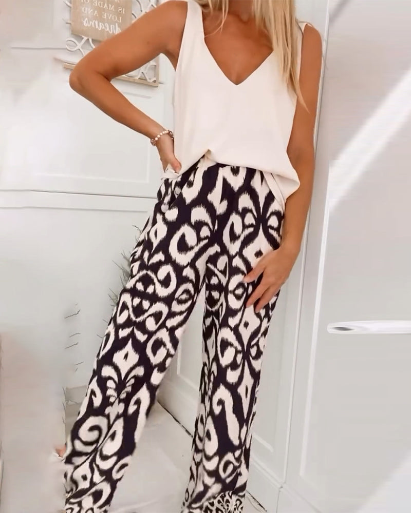 Retro print pocket track pants