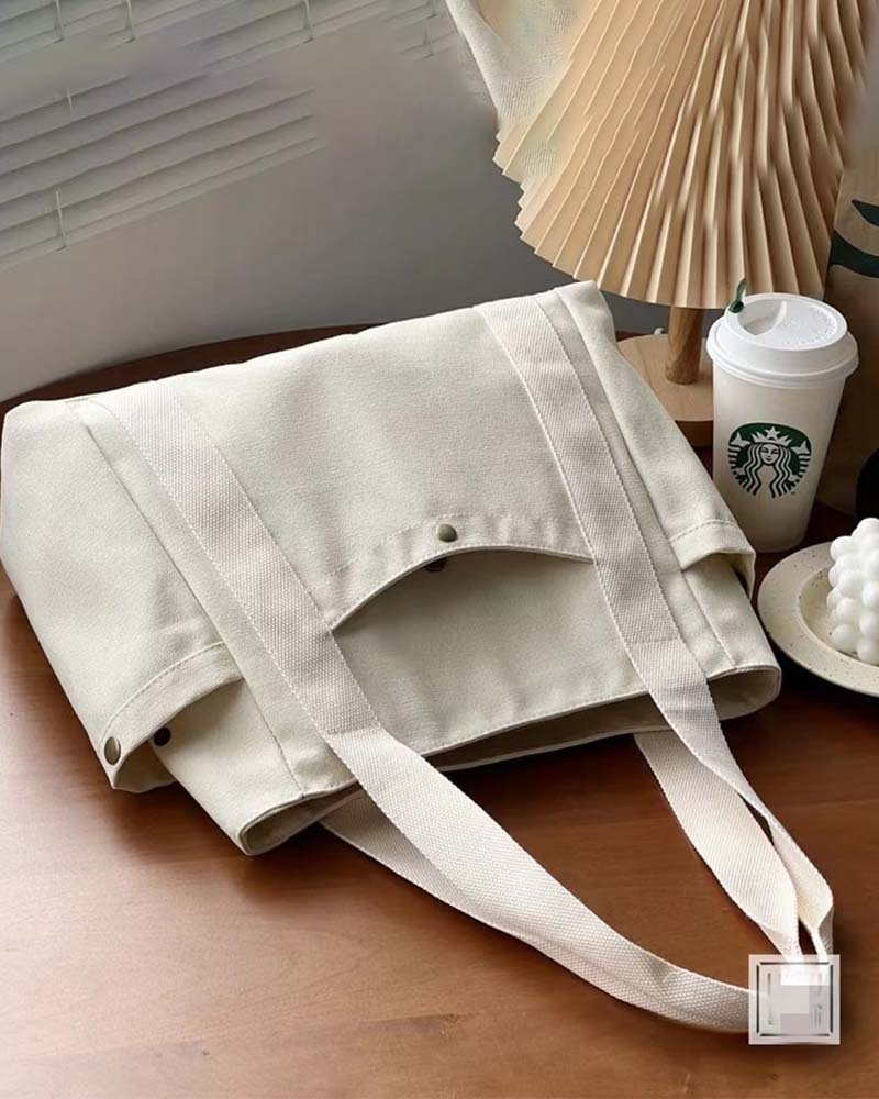 Large capacity canvas bag with double handles