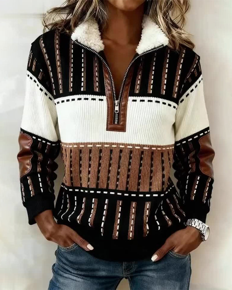 Half-Zip Collar Fashion Retro Sweatshirt