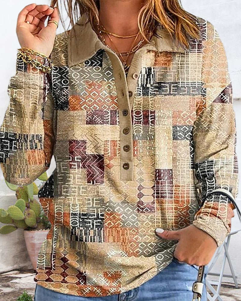 Casual Printed Long-Sleeve Sweatshirt
