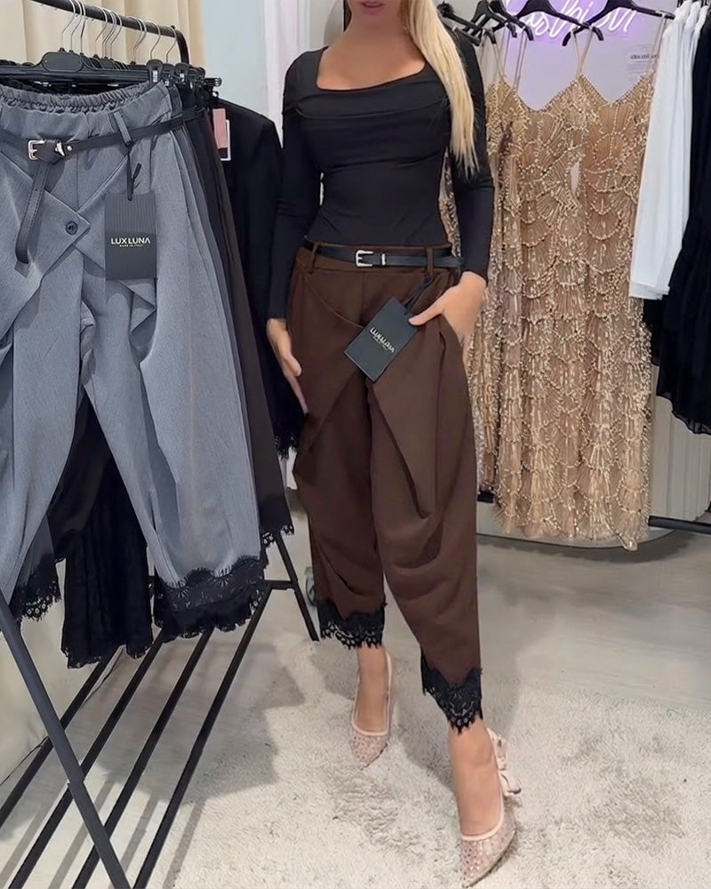 Fashionable Lace Stitching Harem Pants