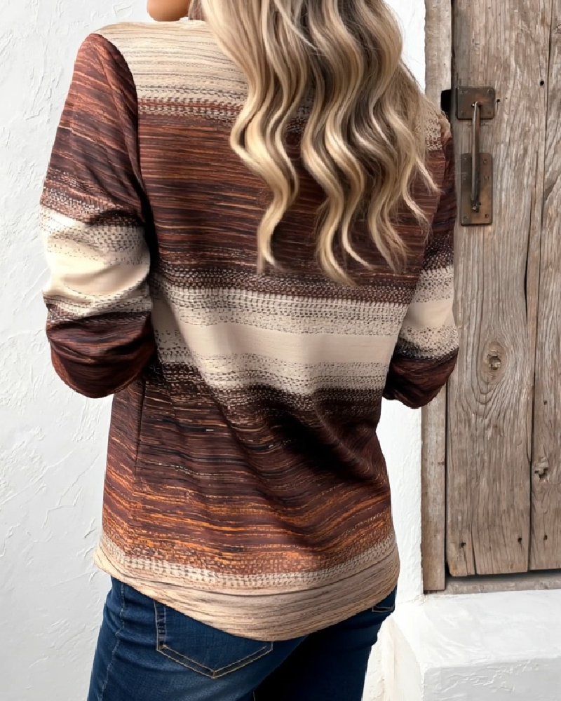 Stand Collar Half-Zip Gradient Sweatshirt