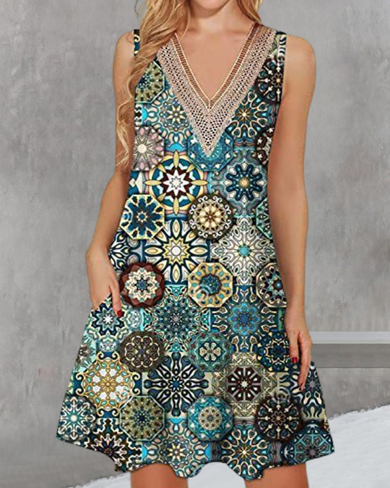 Sleeveless V-neck Casual Dress