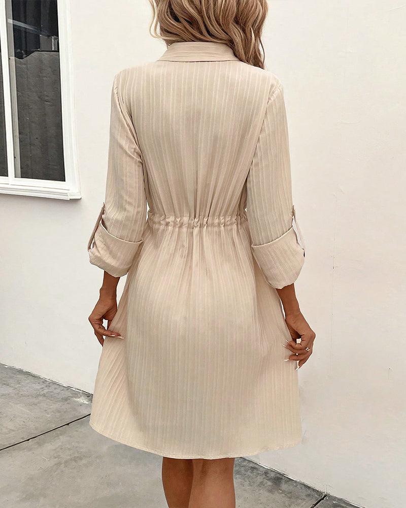 Solid color shirt dress