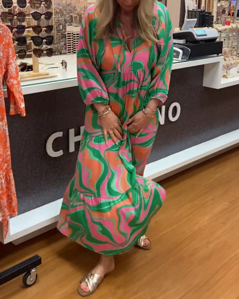 Printed v-neck maxi dress