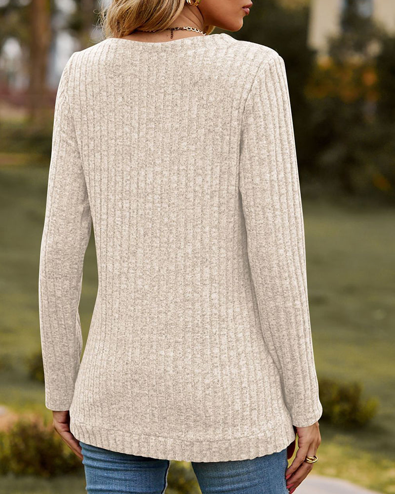 Solid Color V-neck Top