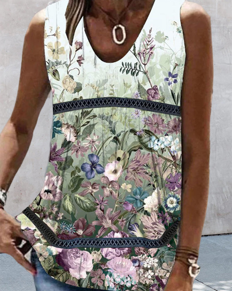 Floral and Paisley Print Tank Top