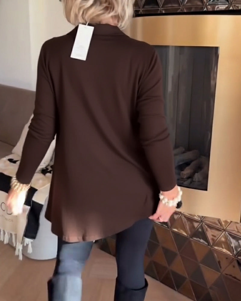 Irregular Lapel Long-Sleeved Top