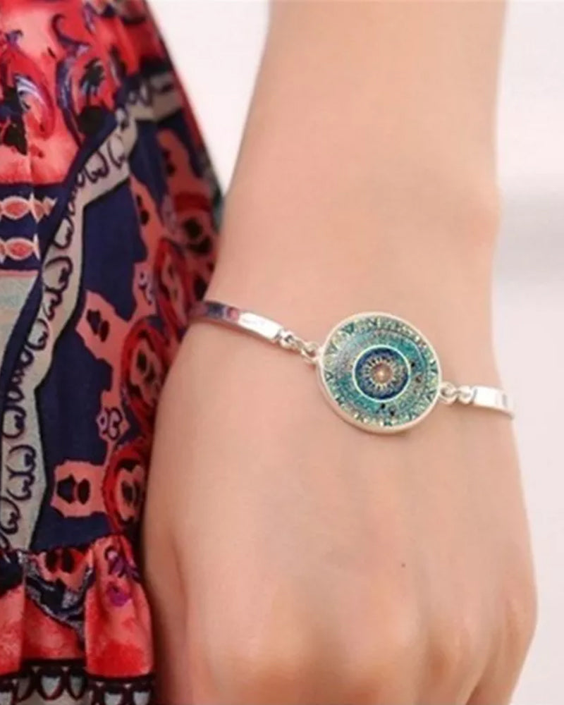 Mandala flower time gemstone necklace set