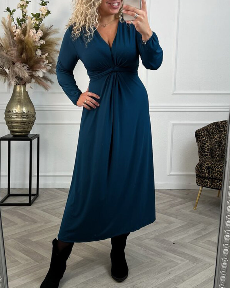 Sexy solid color Dress with Long Sleeve