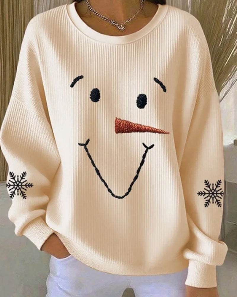 Snowman Printed Round-Neck Sweatshirt