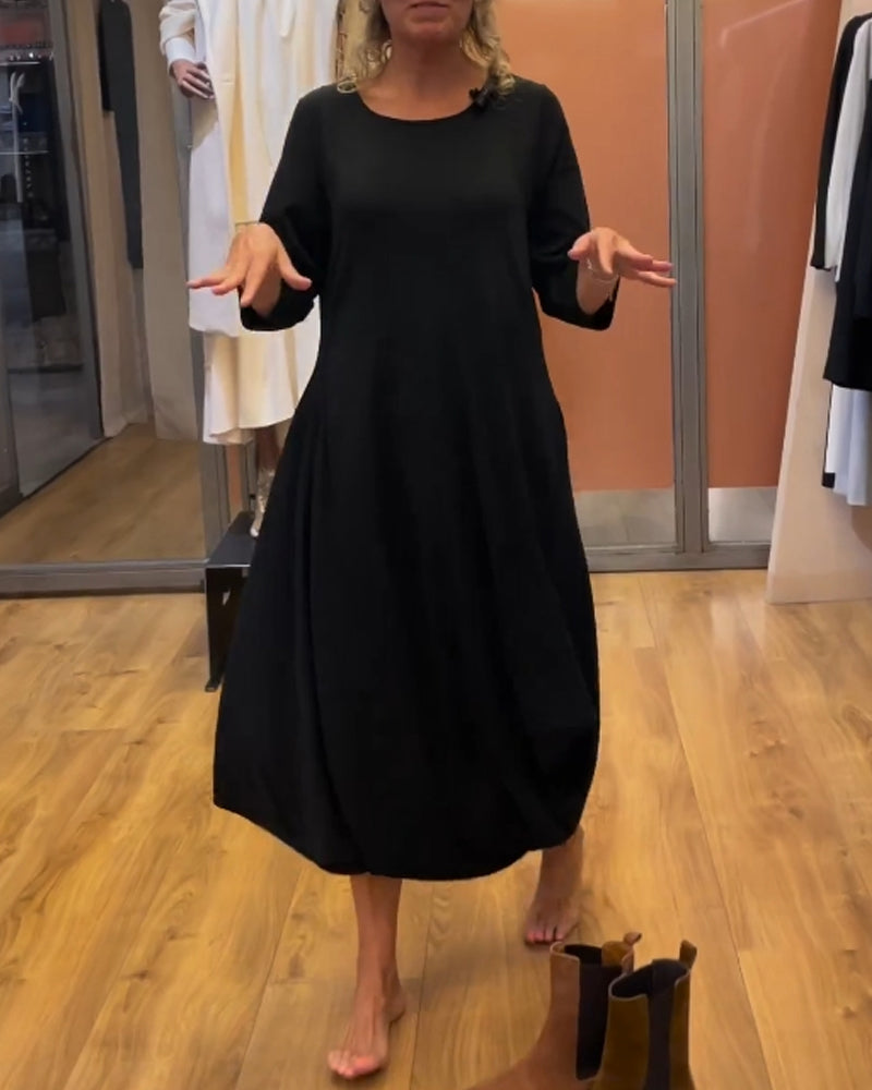 Long-sleeved crew neck dress