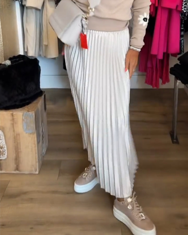 Pleated solid color dress