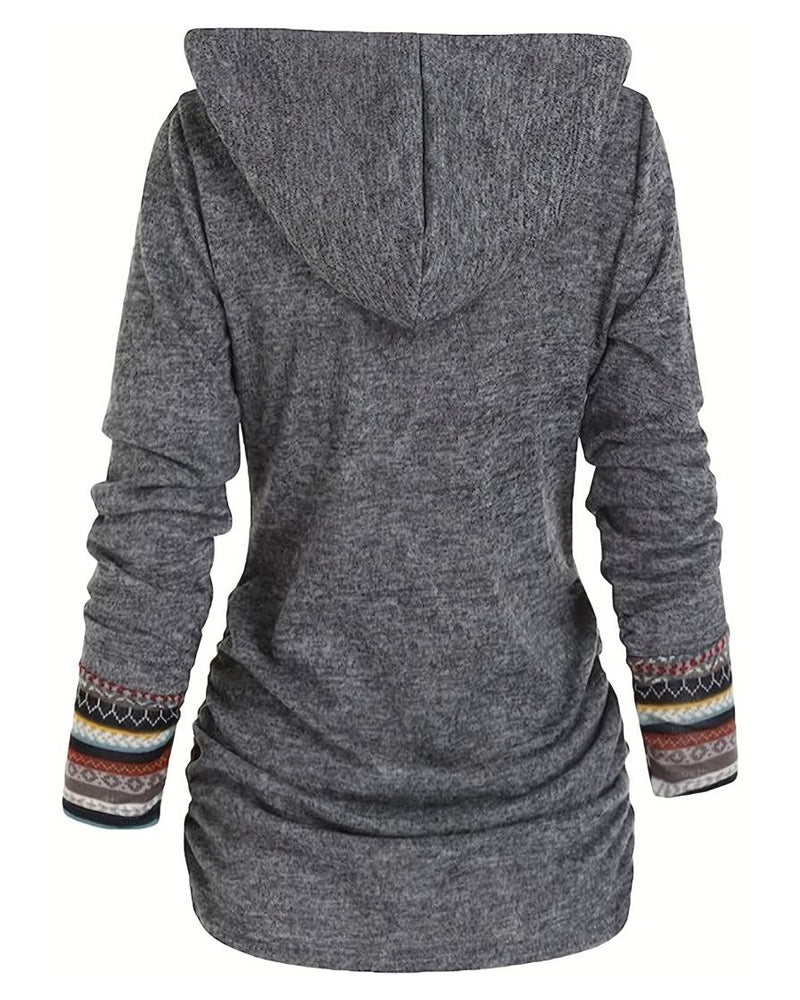 Contrast color casual hoodie