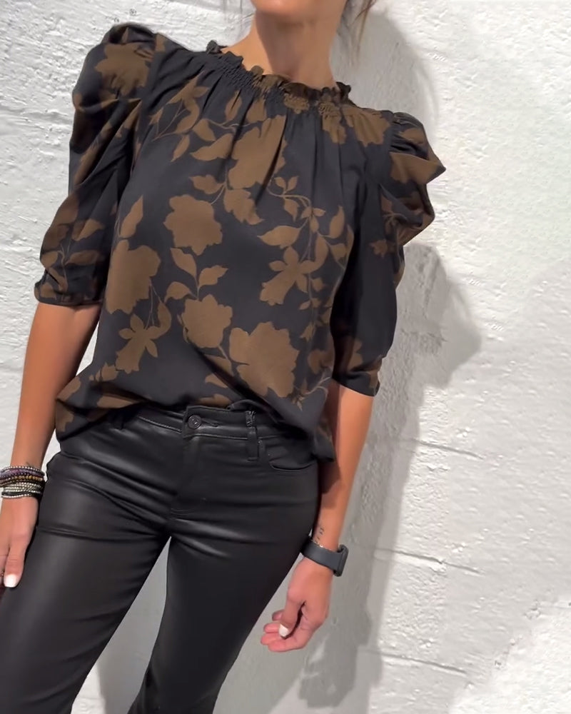 Puff Sleeve Ruffle Blouse