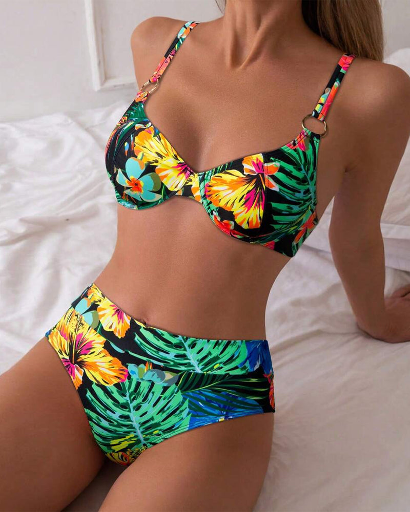 Sexy Printed Push-Up Bra Triangle Bikini