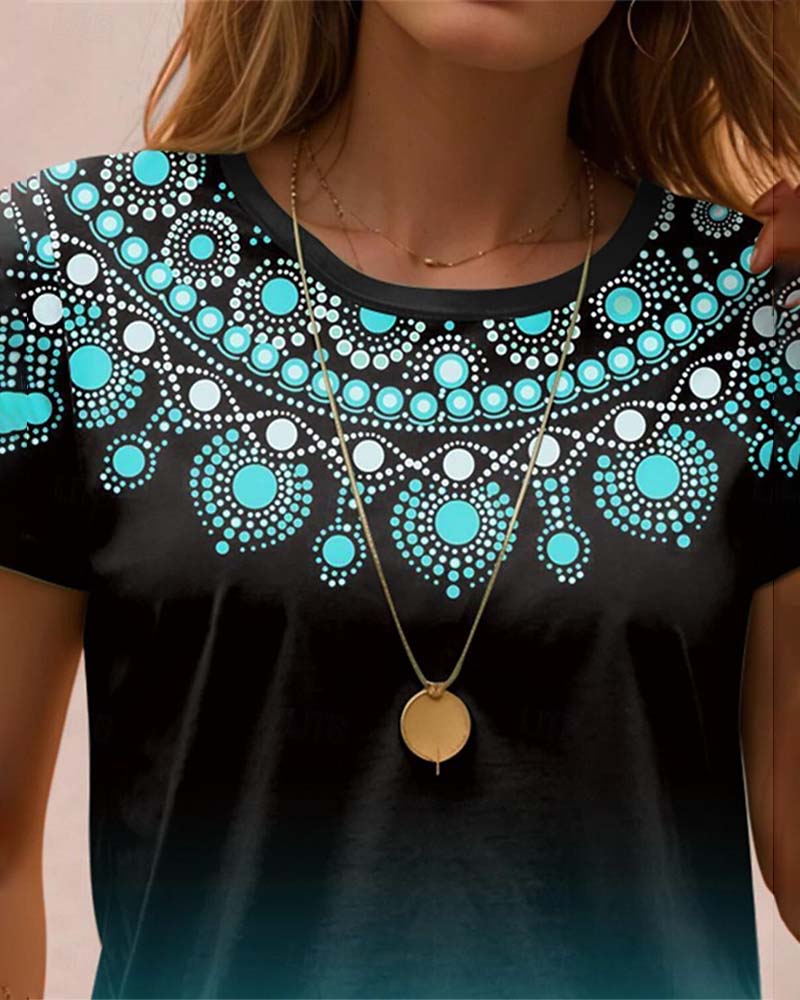 Gradient printed casual blouse