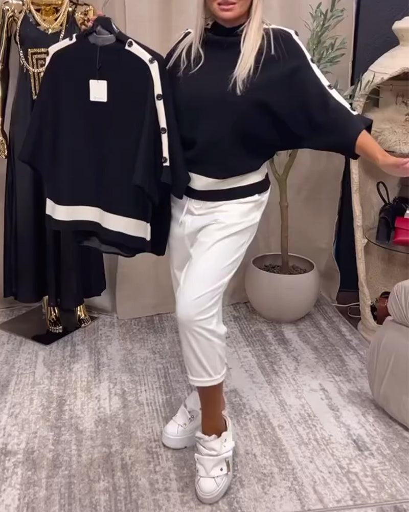 Colorblock button-down sweater