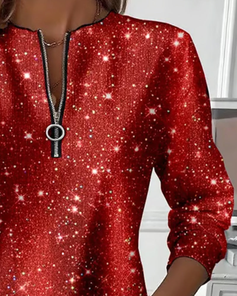 Half-Zip Long-Sleeved Casual Sweatshirt