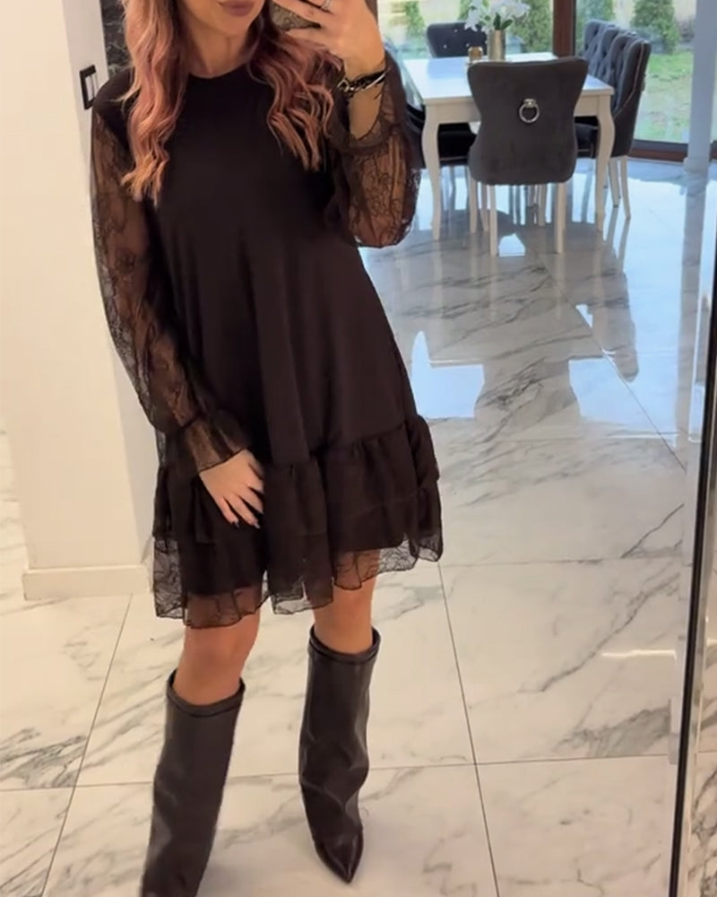 Elegant Lace Solid Color Dress