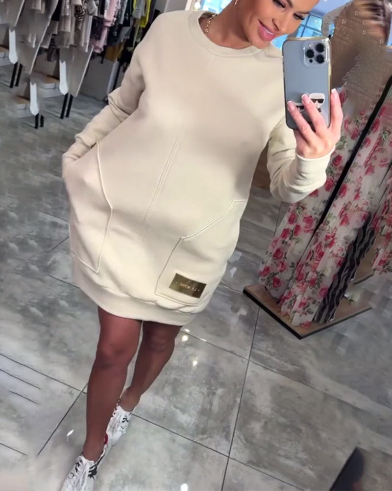 Pullover Pocket Long Sleeve Dress