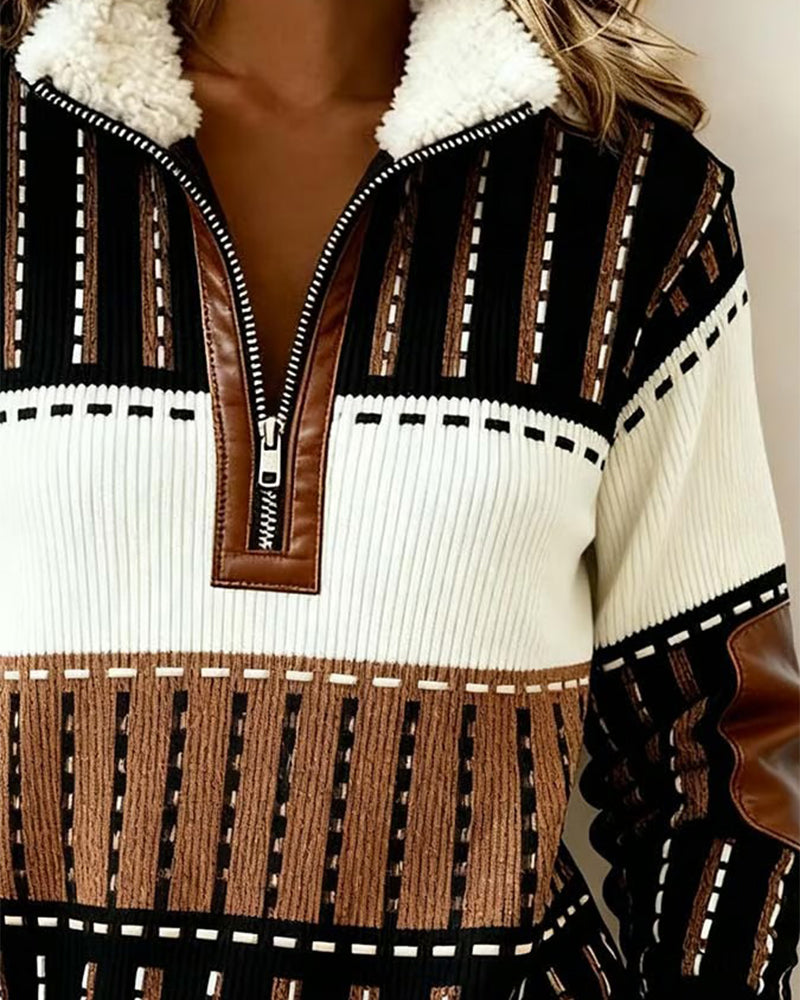 Half-Zip Collar Fashion Retro Sweatshirt