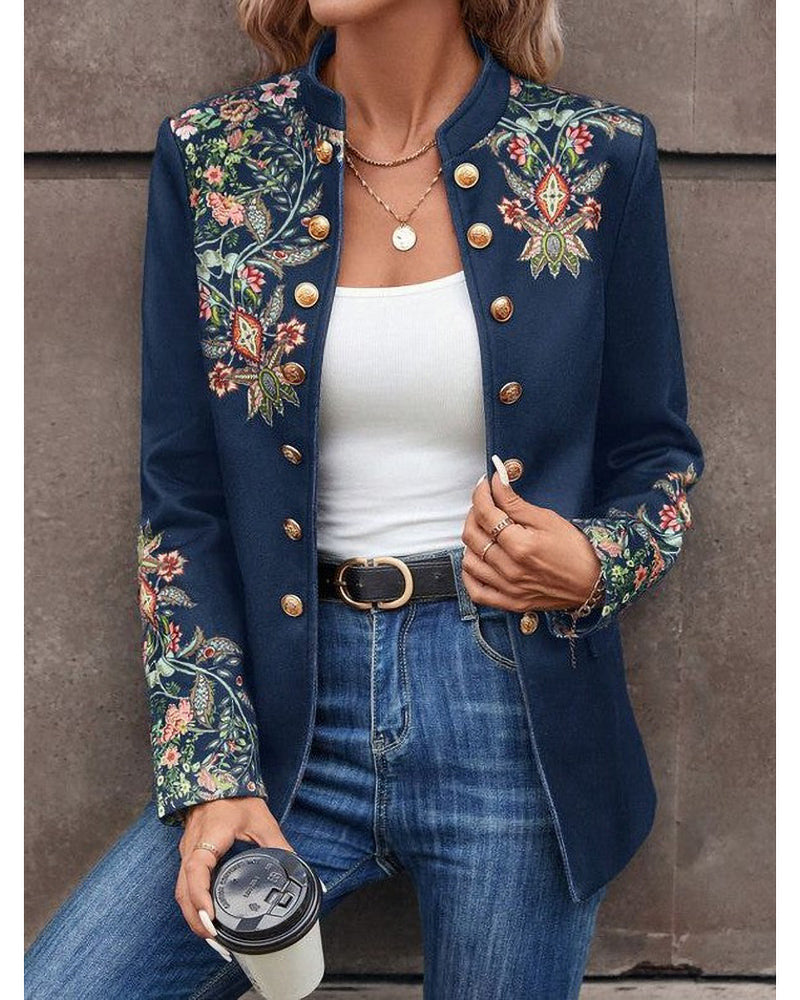 Printed double-breasted blazer