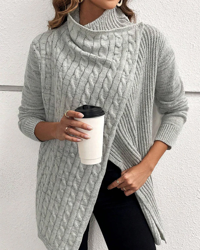 Slit solid color casual sweater