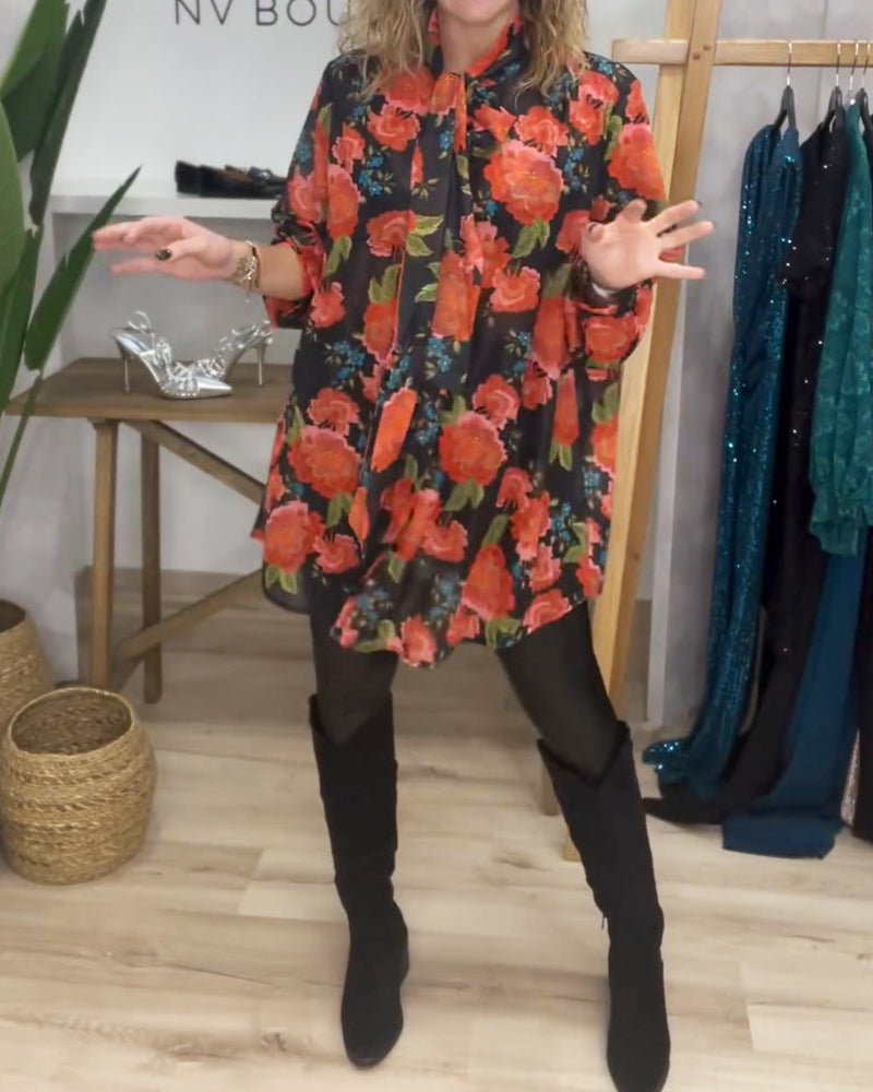 Floral pattern loose blouse