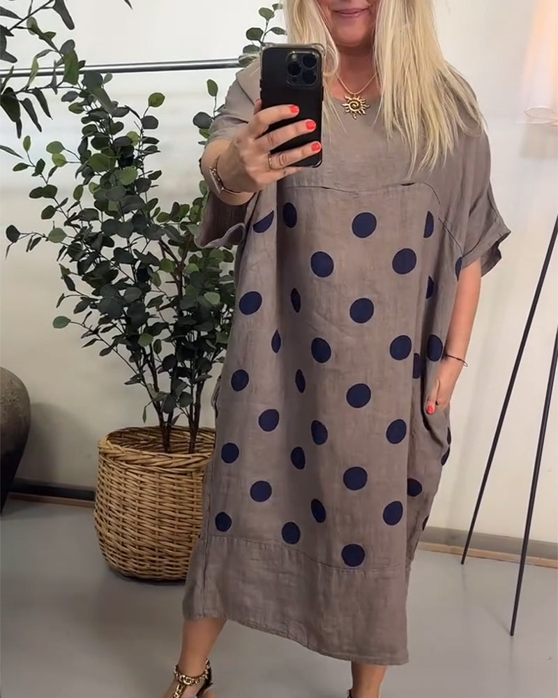 Loose Casual Polka Dot Print Dress