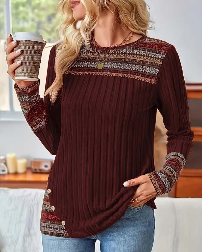 Fair Isle Ribbed Top