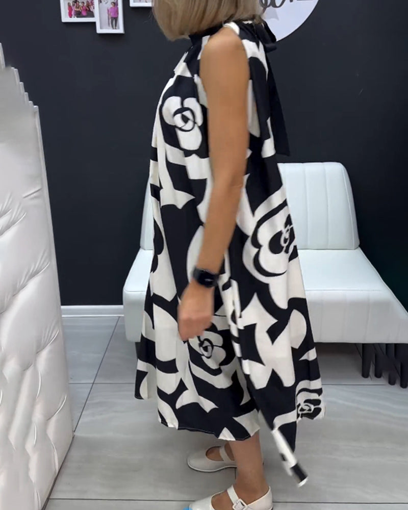 Sleeveless elegant printed dress